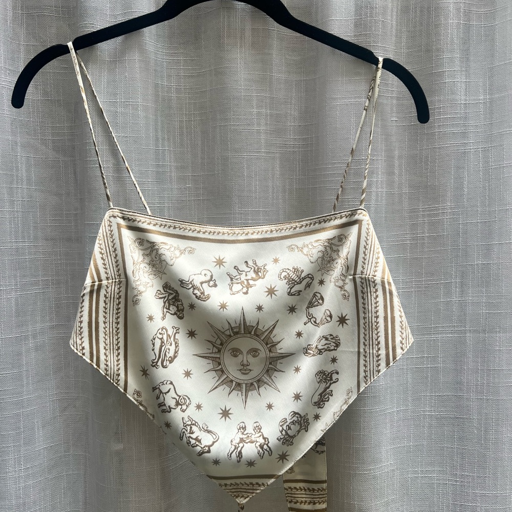 DANIELLE BERNSTEIN Cream and Brown Crop Top